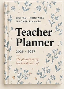 Teacher Planner cover style: Blue Floral