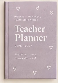 Teacher Planner cover style: Lilac Hearts