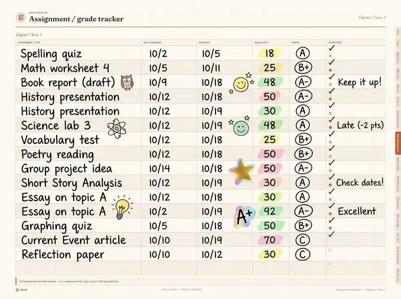 Teacher Planner HQ assignment and grade tracker