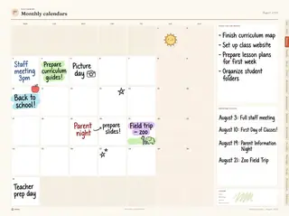 Monthly calendar page, filled in
