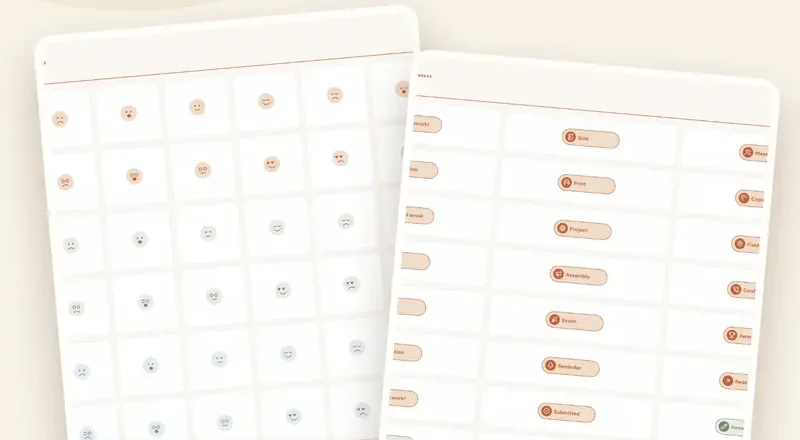 Digital sticker pack pages with emoji and school reminder stickers